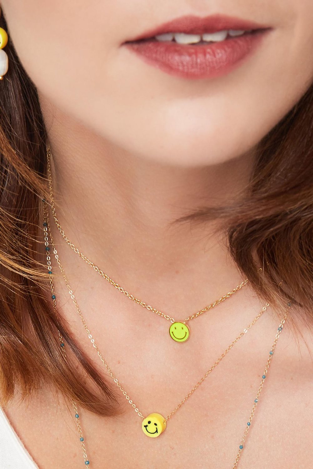 Collier en acier inoxydable smiley Orange h5Image4